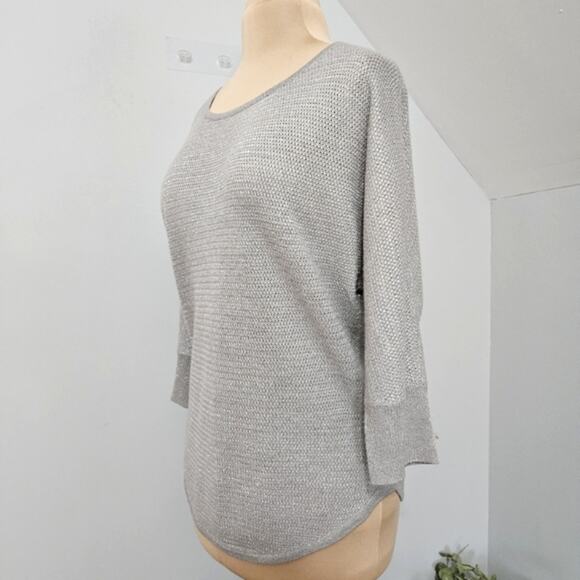 Design365 Metallic Gray Knit Scoopneck Tunic Sweater Size Large - Picture 4 of 9